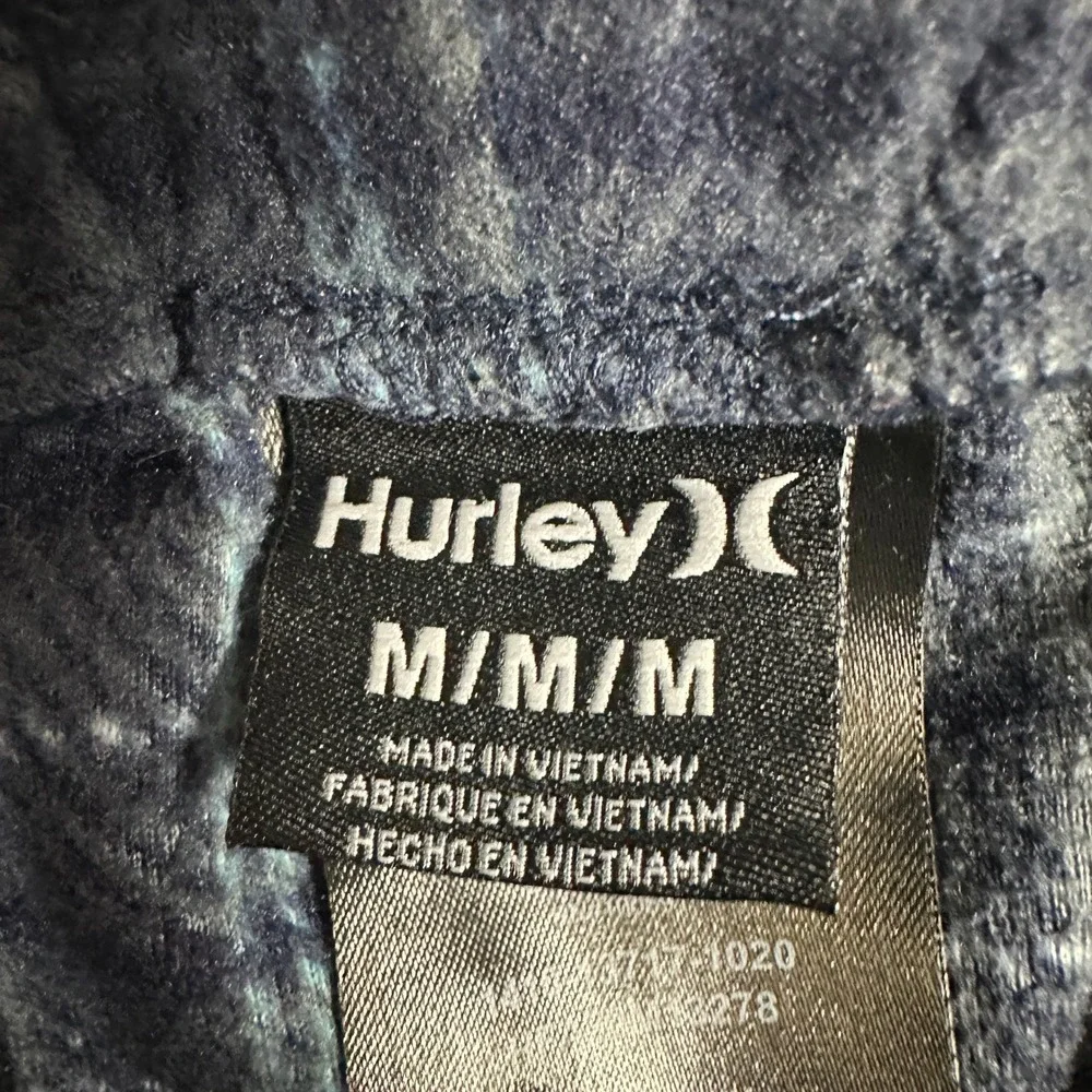 Hurley Lounge Pants Mens Medium Plaid Blue Grey Flannel Fleece Drawstring Pajama